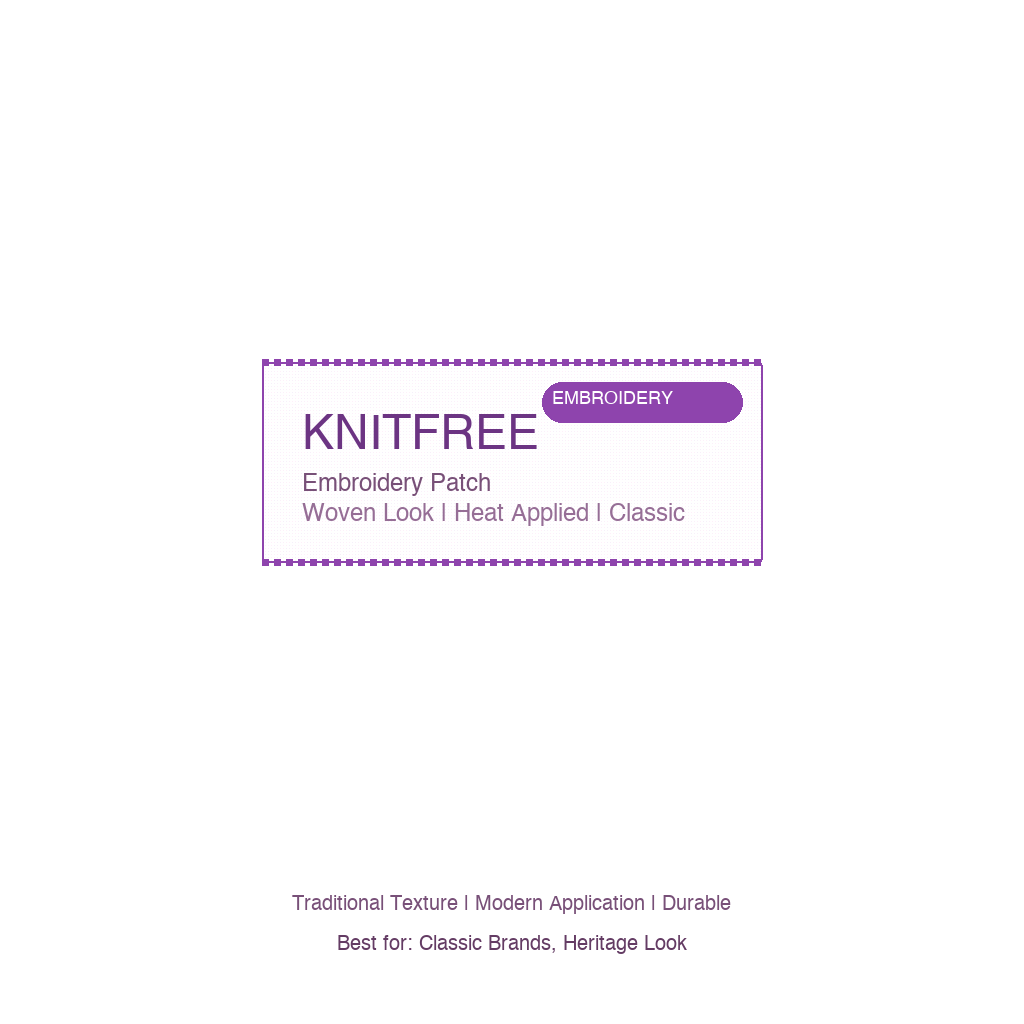 KnitFree Embroidery Patch Label — Classic Woven Texture, Heat Applied — Heat Transfer Label
