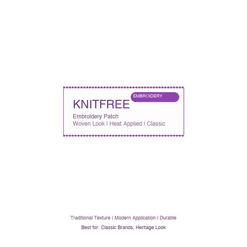 KnitFree Embroidery Patch Label — Classic Woven Texture, Heat Applied — Heat Transfer Label