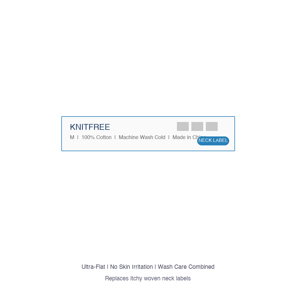 KnitFree Neck Label — Ultra-Flat Heat Transfer Replacement for Woven Tags — Heat Transfer Label