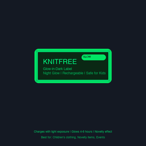 KnitFree Glow-in-Dark Heat Transfer Label — Night Glow Effect — Heat Transfer Label